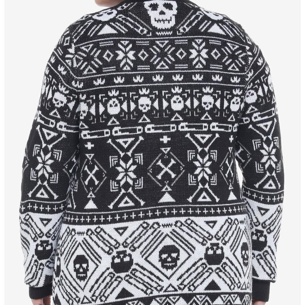 (Retired) Skulls Fair Isle Girls Open Cardigan Plus Size